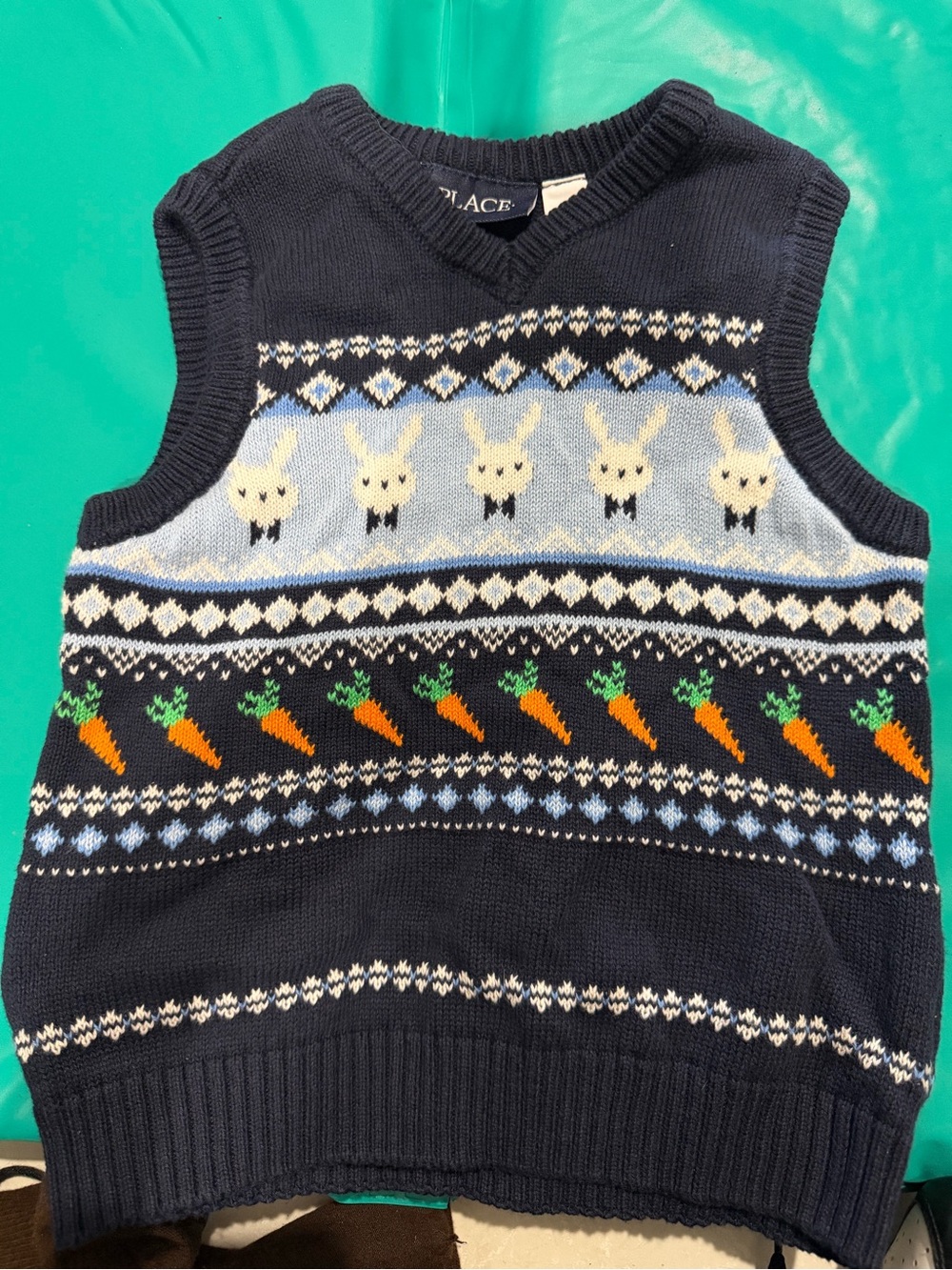 Place Navy Knit Vest with Pink Accent